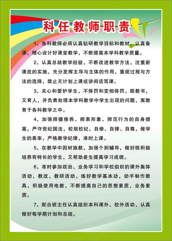 科任教师职责cdr矢量模版下载