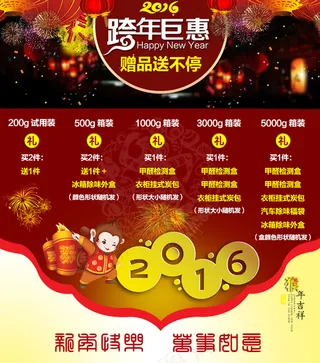 跨年钜惠 猴年大吉 2016 赠品...