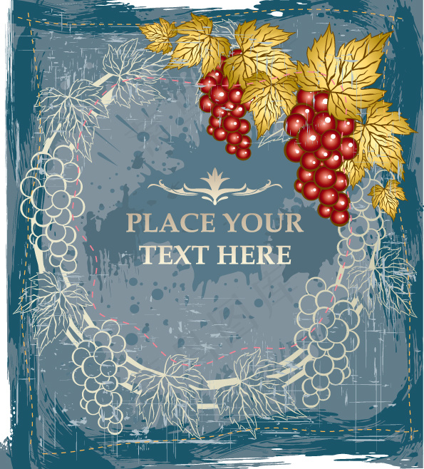 红葡萄和葡萄背景矢量