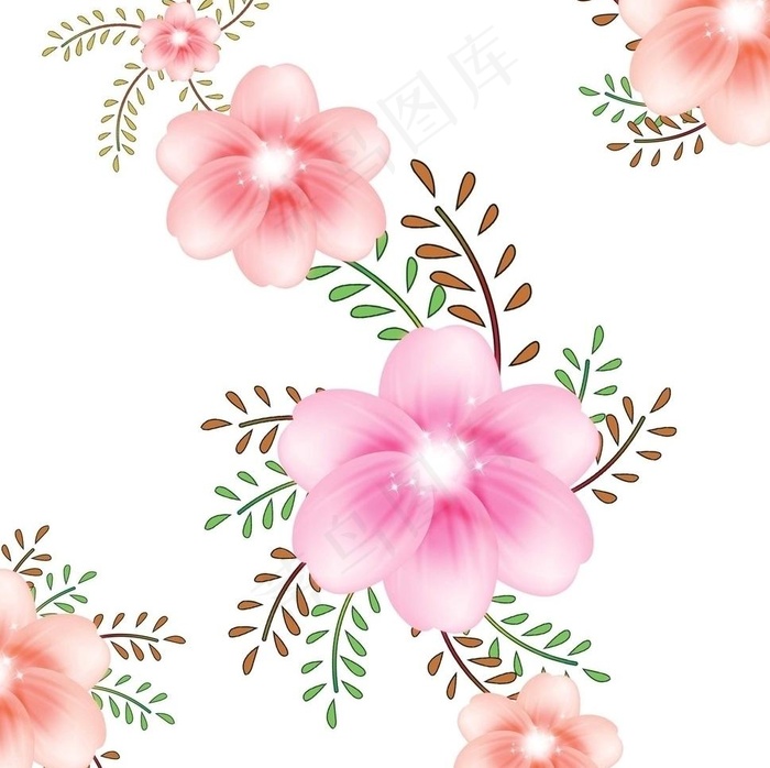 粉色花移门图案psd模版下载