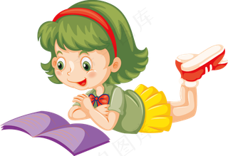 卡通儿童快乐读书PNG透明背景免扣...