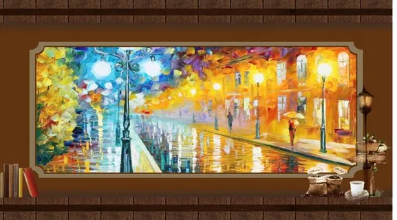 咖啡色背景墙 油画背景墙 木质背景墙