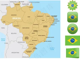 巴西地图和国旗