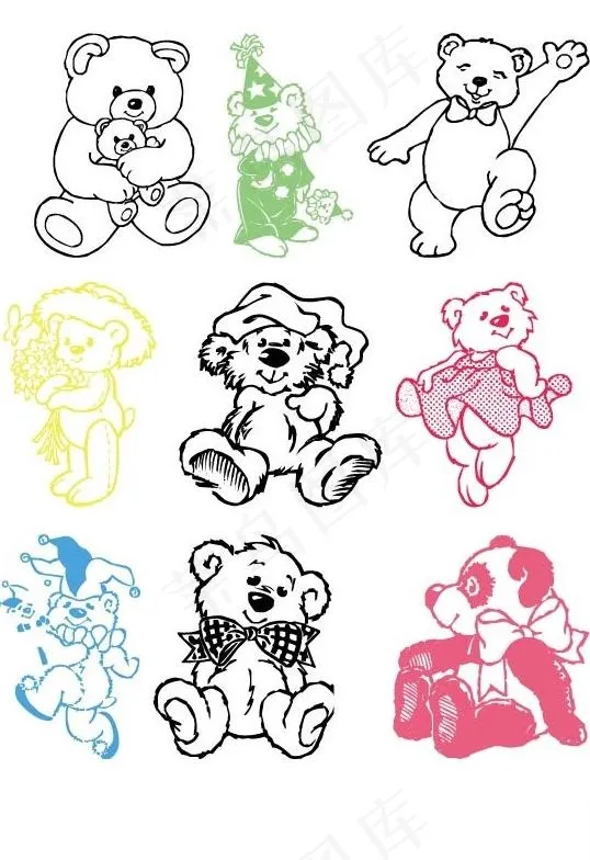 可爱 小熊图片ai矢量模版下载