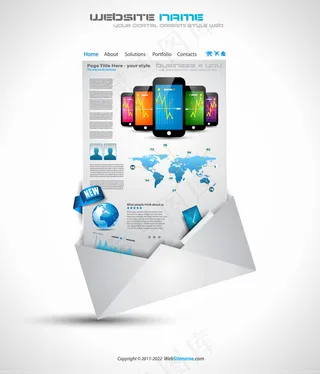 创意手机销售网页建站模板设计矢量素...