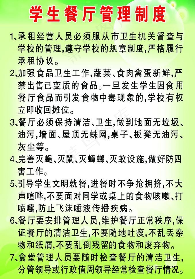 学生餐厅管理制度展板图片