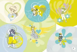 小姑娘卡通背景矢量素材