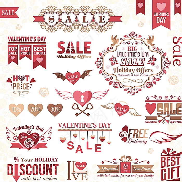 婚礼素材图片eps,ai矢量模版下载