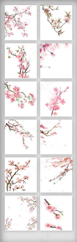 春天桃花梨花唯美元素