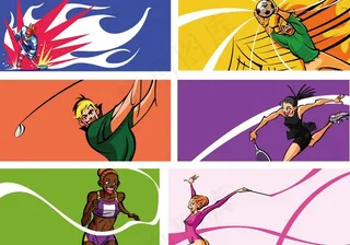 手绘卡通体育运动背景卡片图片