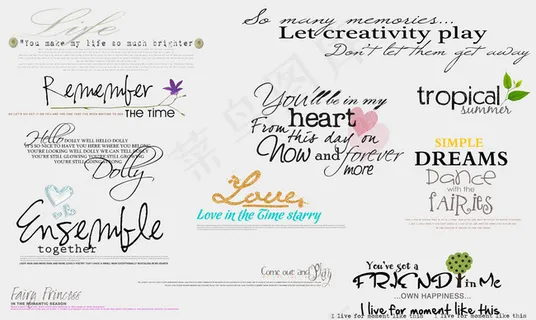 最新照片杂志手写英文装饰文字模板