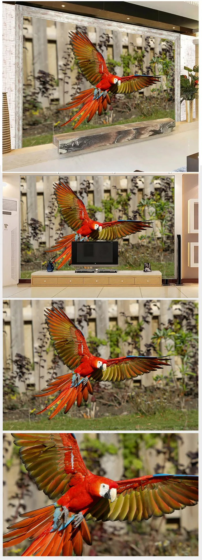 立体鹦鹉飞翔电视背景墙客厅背景墙设...(7184X4789(DPI:72))psd模版下载