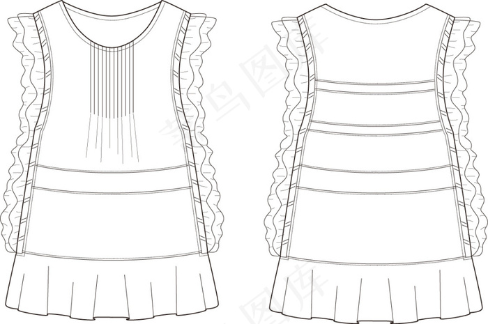 无袖背心 荷叶花边装饰 清新可爱