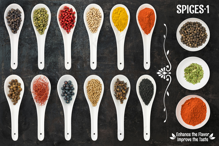 真实香料中草药药粉PNG免抠素材