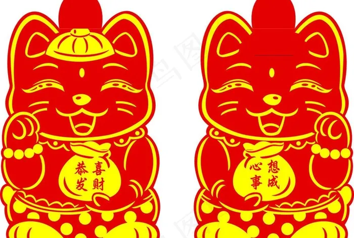 招财猫图片cdr矢量模版下载