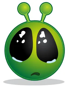 微笑的绿色外星人的大眼睛的剪辑艺术