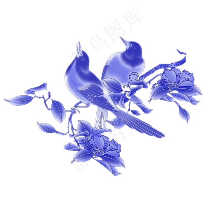 中国风传统青花瓷花纹免扣素材(800X800)