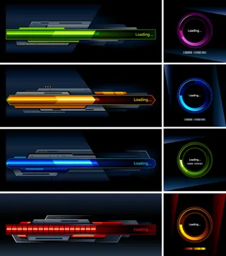 炫彩酷炫矢量进度条素材