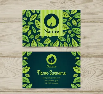 绿色树叶商务名片正反面矢量图