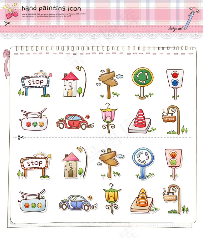 韩国卡通风格素材psd模版下载