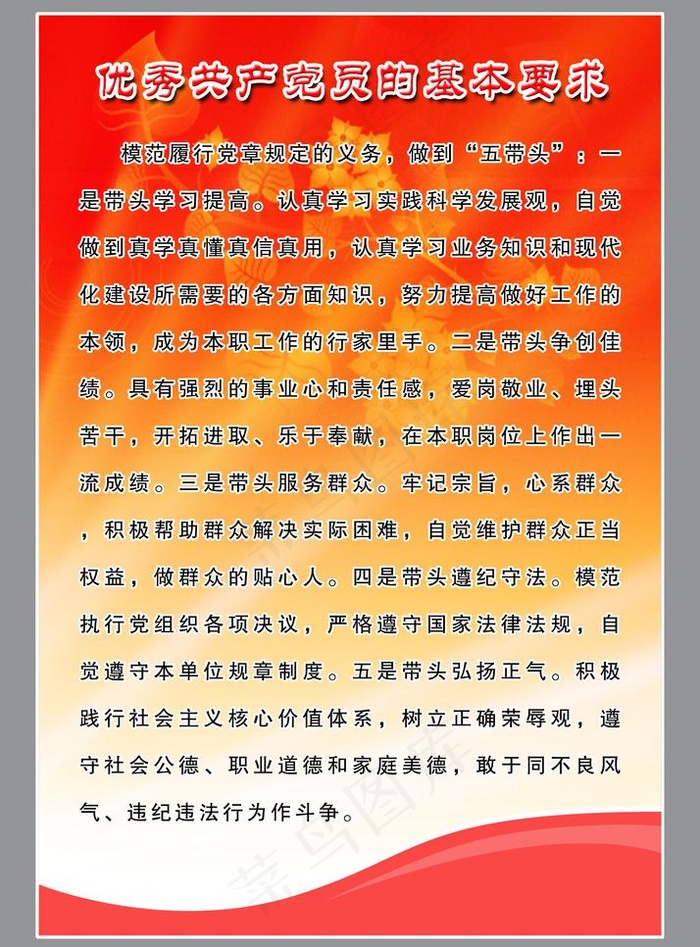 党建制度 优秀共产党员的基本要求图...(2503X3591(DPI:120))psd模版下载