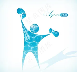 蓝色动感线条水珠水滴人物图片