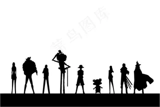 OnePiece海贼王人物剪影矢量...