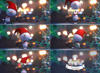 喝醉了的可爱圣诞小雪人AE动画模板