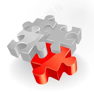 红色块拼图矢量商务概念