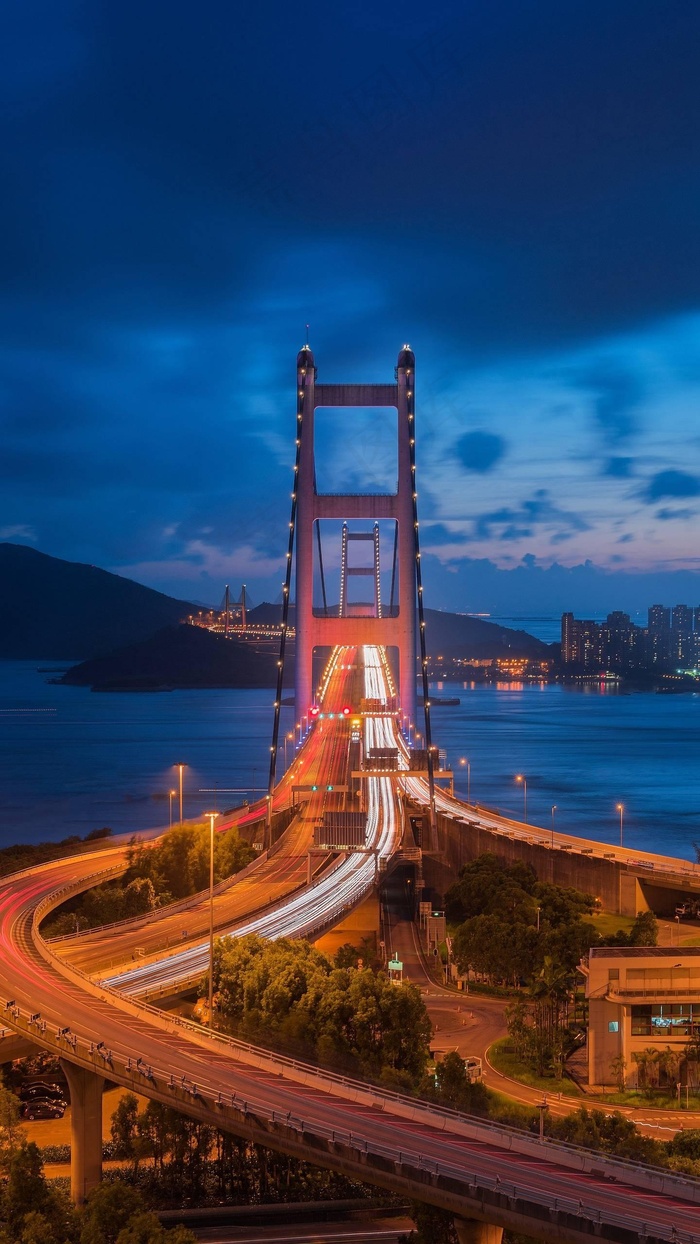 青马大桥夜景高清摄影图片