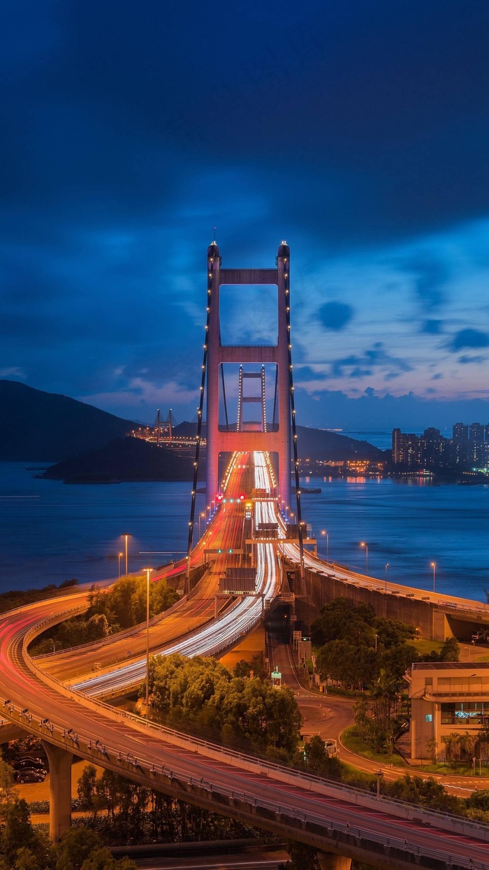 青马大桥夜景高清摄影图片