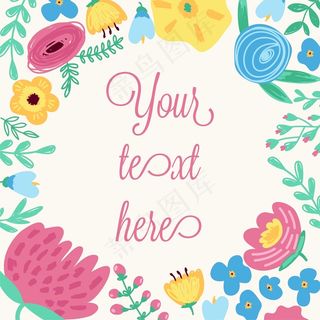 手绘植物花卉花环图案素材