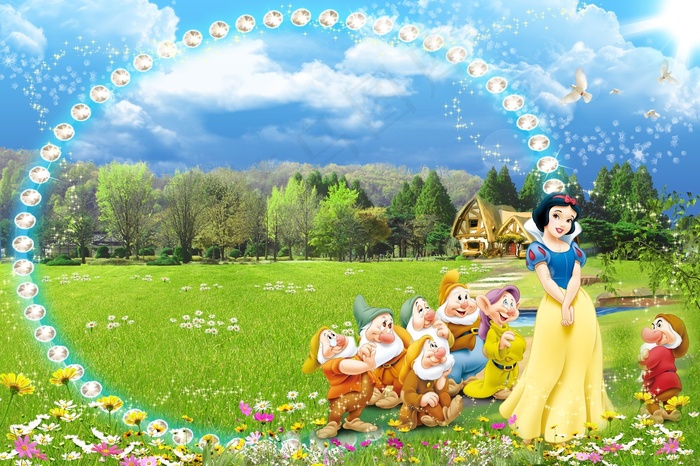 卡通迪斯尼白雪公主图片素材（psd分层）(4500X3000(DPI:300))psd模版下载