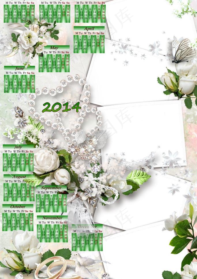 2014年婚礼日历图片(3543X5315(DPI:300))psd模版下载