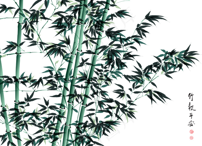 翻译：幸福的竹画eps,ai矢量模版下载