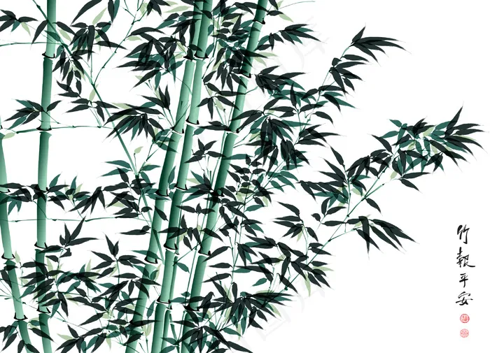 翻译：幸福的竹画eps,ai矢量模版下载