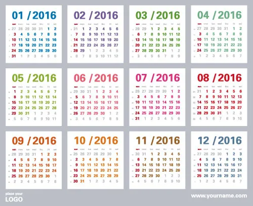 2016猴年日历模板矢量素材V.50eps,ai矢量模版下载