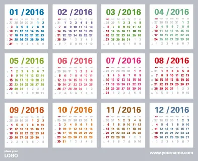 2016猴年日历模板矢量素材V.50