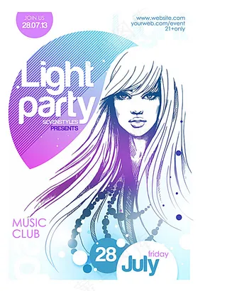 性感美女插画音乐派对海报