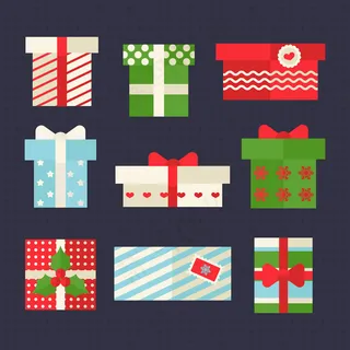 9款彩色扁平化礼盒设计矢量图