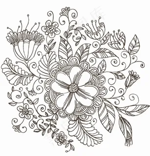 画线涡流花纹矢量图形