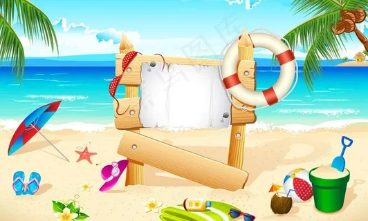 夏日沙滩背景矢量图片 夏日沙滩背景矢量图片