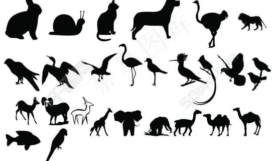 黑白剪影动物图片