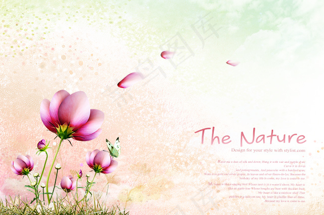 淘宝天猫海报背景春天花草psd