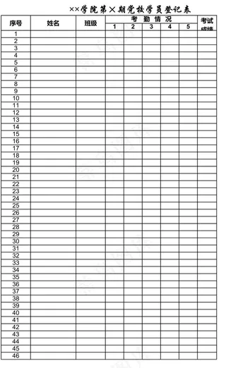 学院党校学员登记表