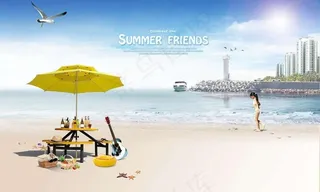 夏日海滩素材图片