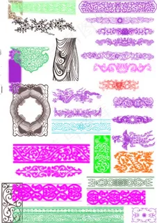 矢量花纹边框素材雕花隔断图案