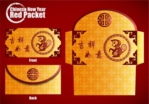 春节利是剪纸红包矢量素材eps,ai矢量模版下载