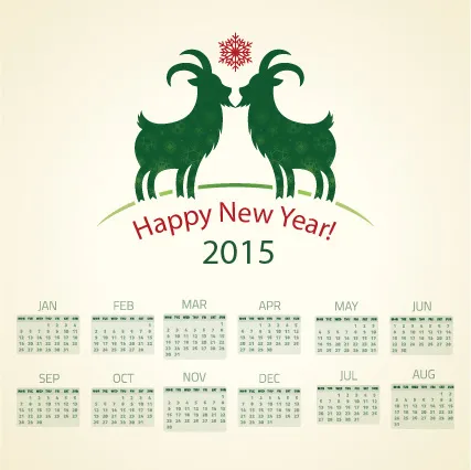 2015新年日历矢量素材ai矢量模版下载
