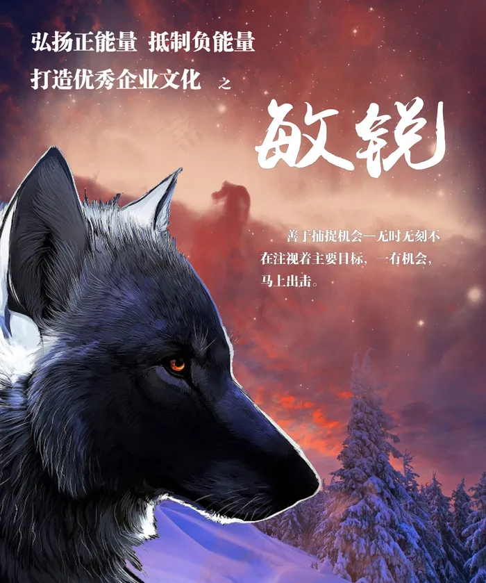 敏锐企业文化宣传海报狼性海报抵制负能量(3781X4537(DPI:120))psd模版下载